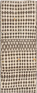 Vintage Ivory And Brown Moroccan Berber Rug #46434 by Nazmiyal Antique Rugs