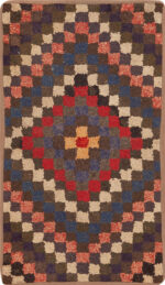 Small Scatter Size Bold Geometric Pattern Antique American Hooked Rug Small Scatter Size Bold Geometric Pattern Antique American Hooked Rug 46525 by Nazmiyal Antique Rugs