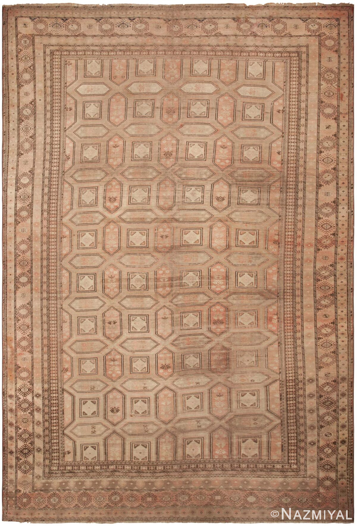 Large Antique Afghan Beshir Carpet 43402 by Nazmiyal Antique Rugs