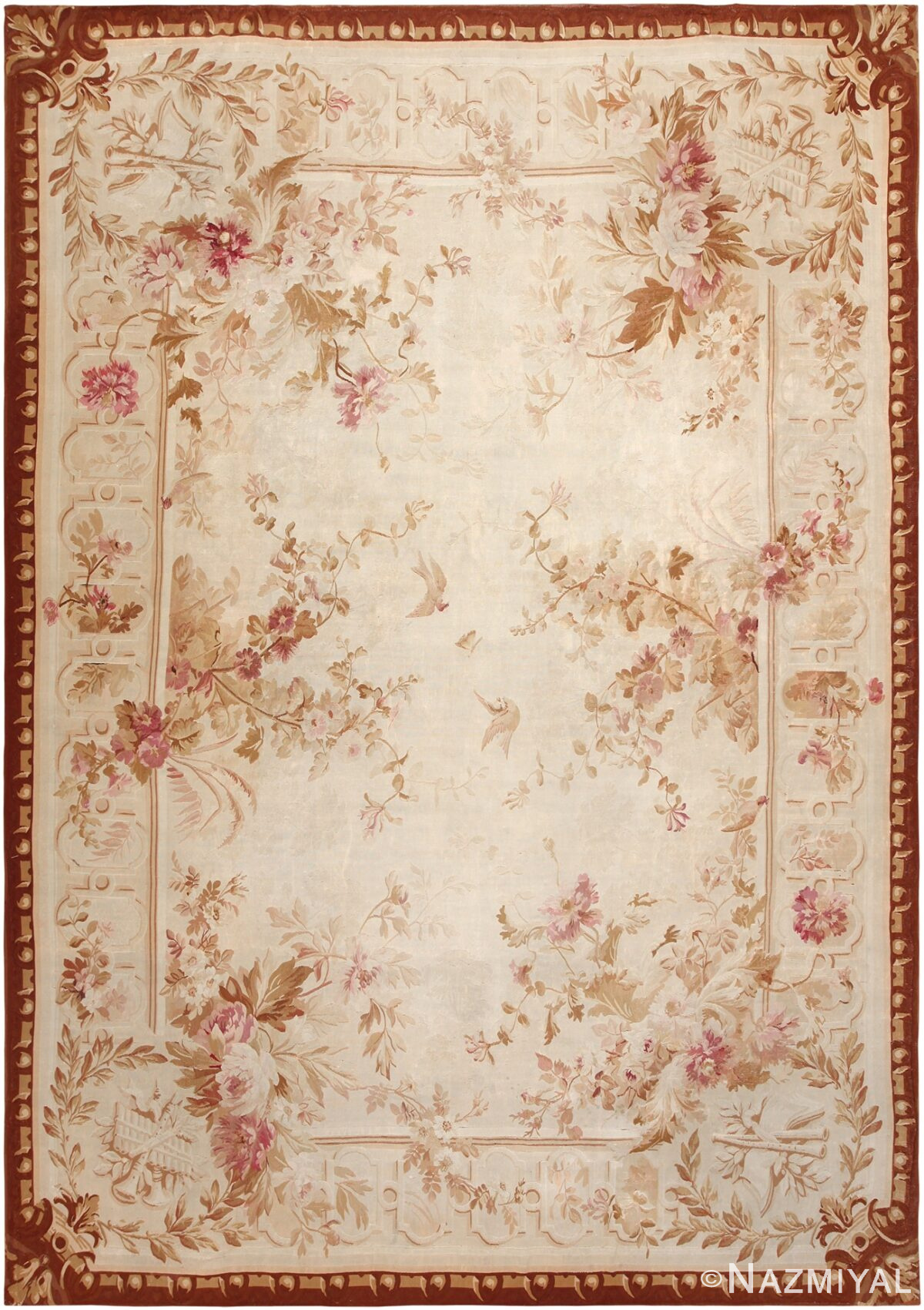 Antique Aubusson Carpet 46486 Detail/Large View