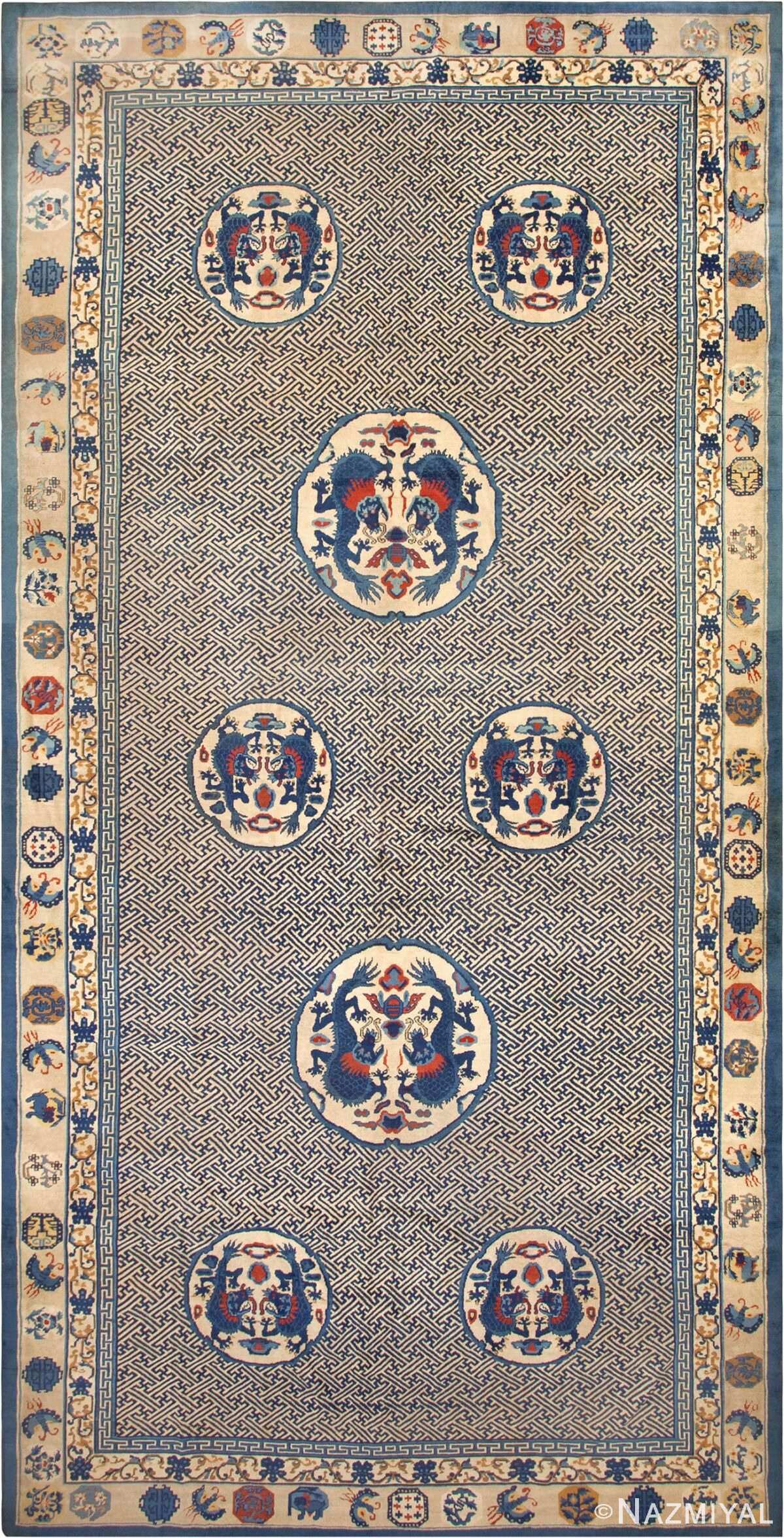 Large Dragon Design Antique Chinese Rug #46587 by Nazmiyal Antique Rugs