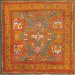Small Square Size Antique Colorful Turkish Oushak Area Rug #46697 by Nazmiyal Antique Rugs