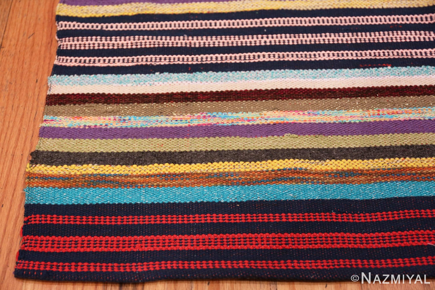 Corner Vintage Swedish rag rug 46662 by Nazmiyal