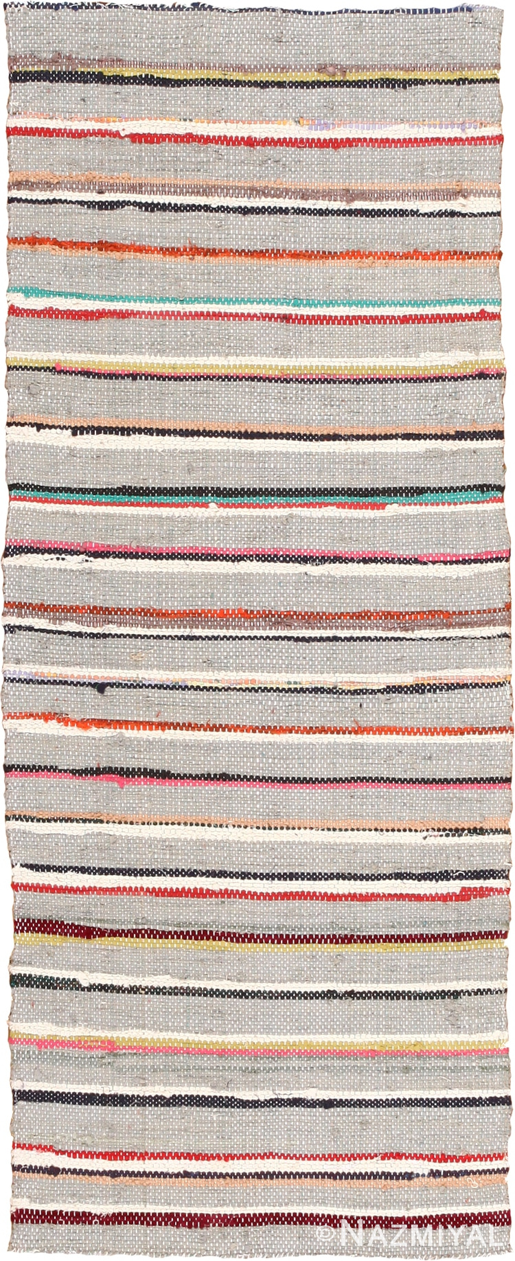 Striped Vintage Swedish Rag Rug Runner 46661 Nazmiyal Antique Rugs