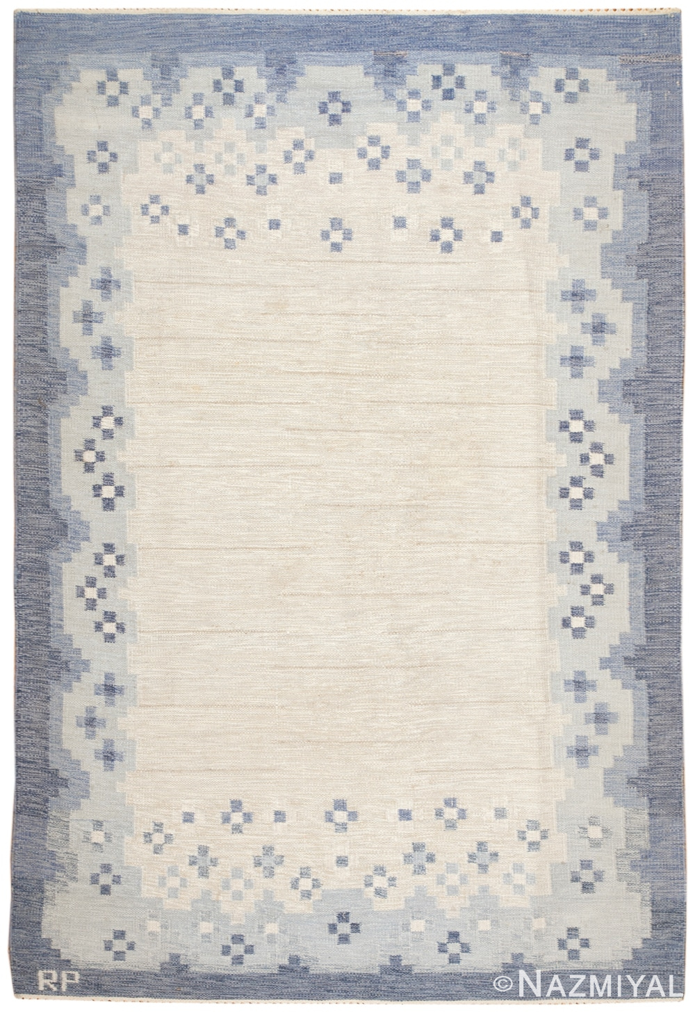 Vintage Swedish Kilim 46725 Nazmiyal Antique Rugs