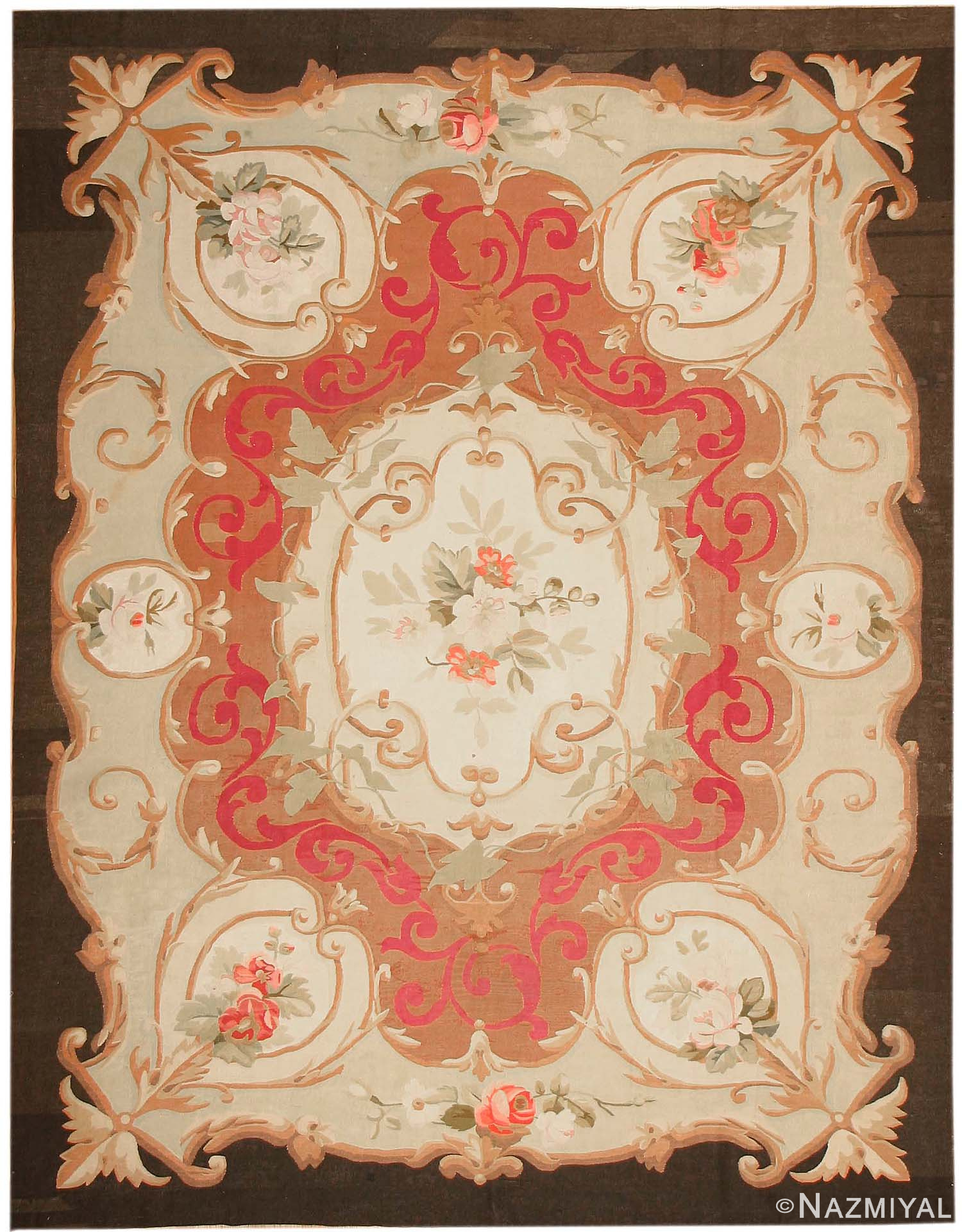 Antique Aubusson French Carpet 43641 Nazmiyal