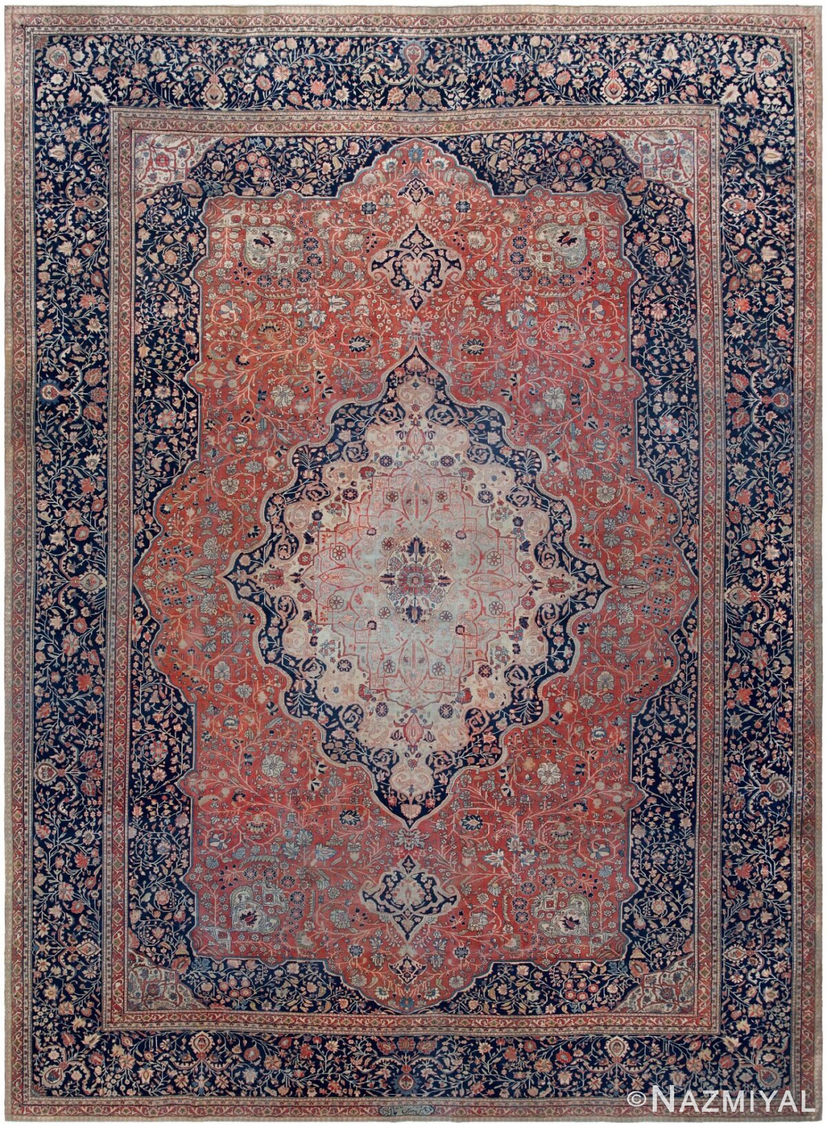 Antique Persian Mohtashem Kashan Rug 46248 Nazmiyal