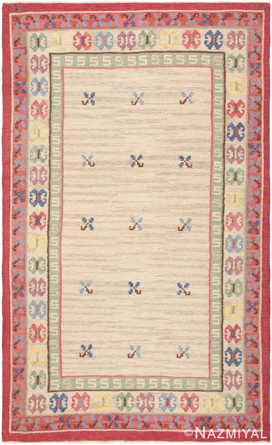 Swedish Kilim 46852 Nazmiyal