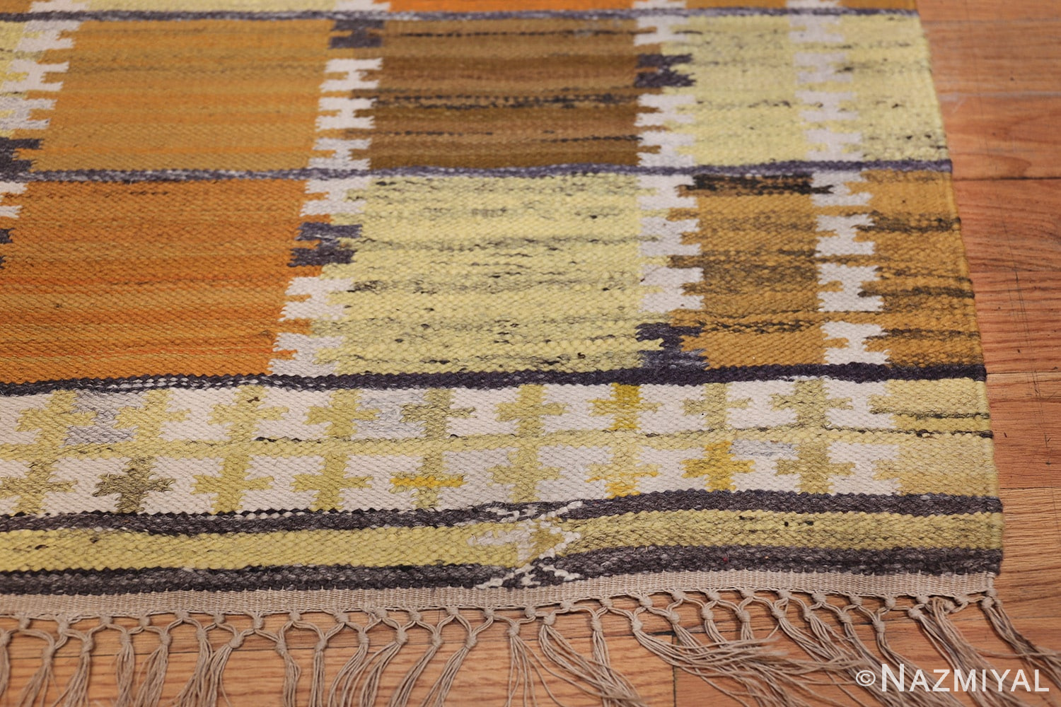 Vintage Scandinavian Rug by Wanda Krakow 46858 Corner Squares Nazmiyal