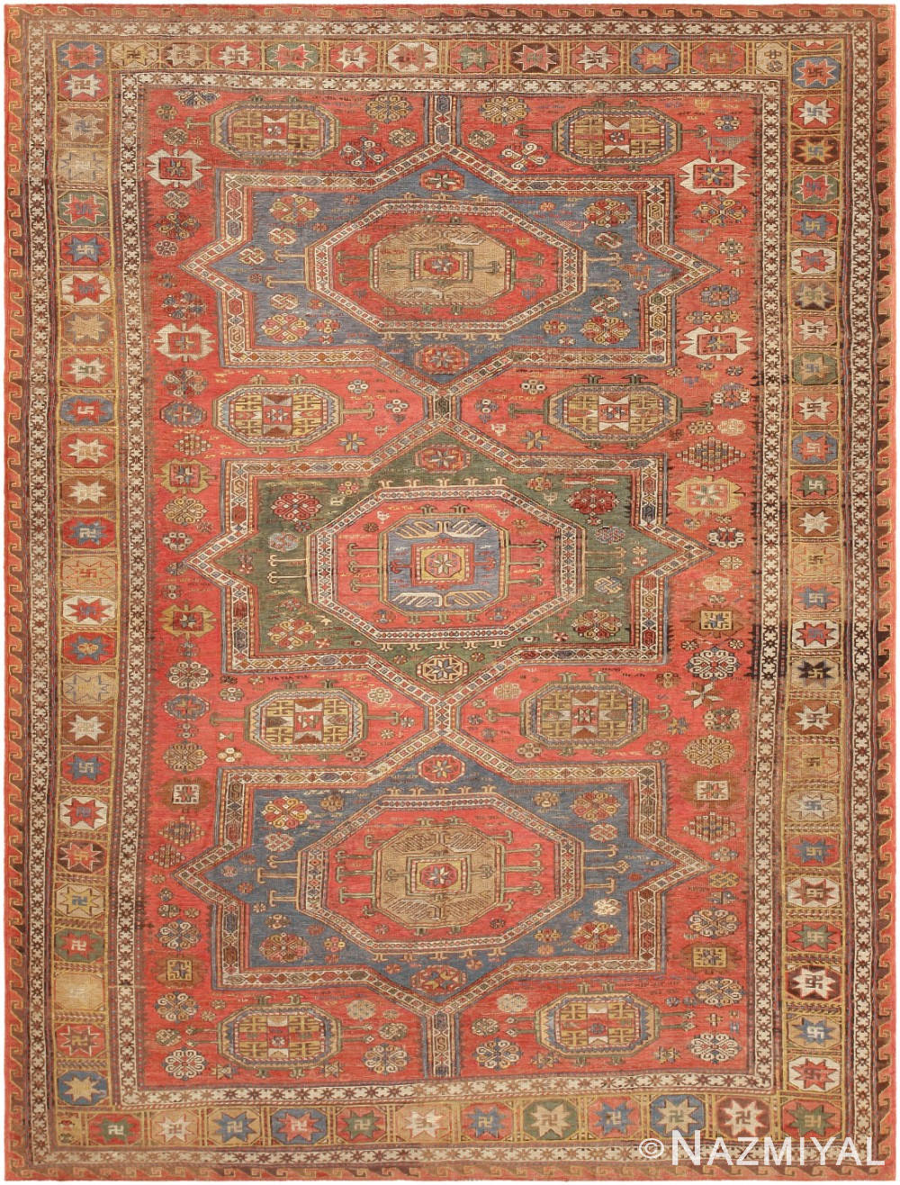 Antique Caucasian Soumak Rug 46755 Nazmiyal