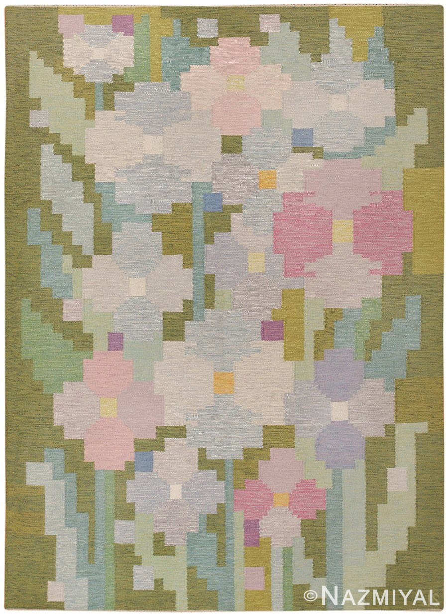 Vintage Swedish Kilim by Ingegerd Silow 46953 Nazmiyal