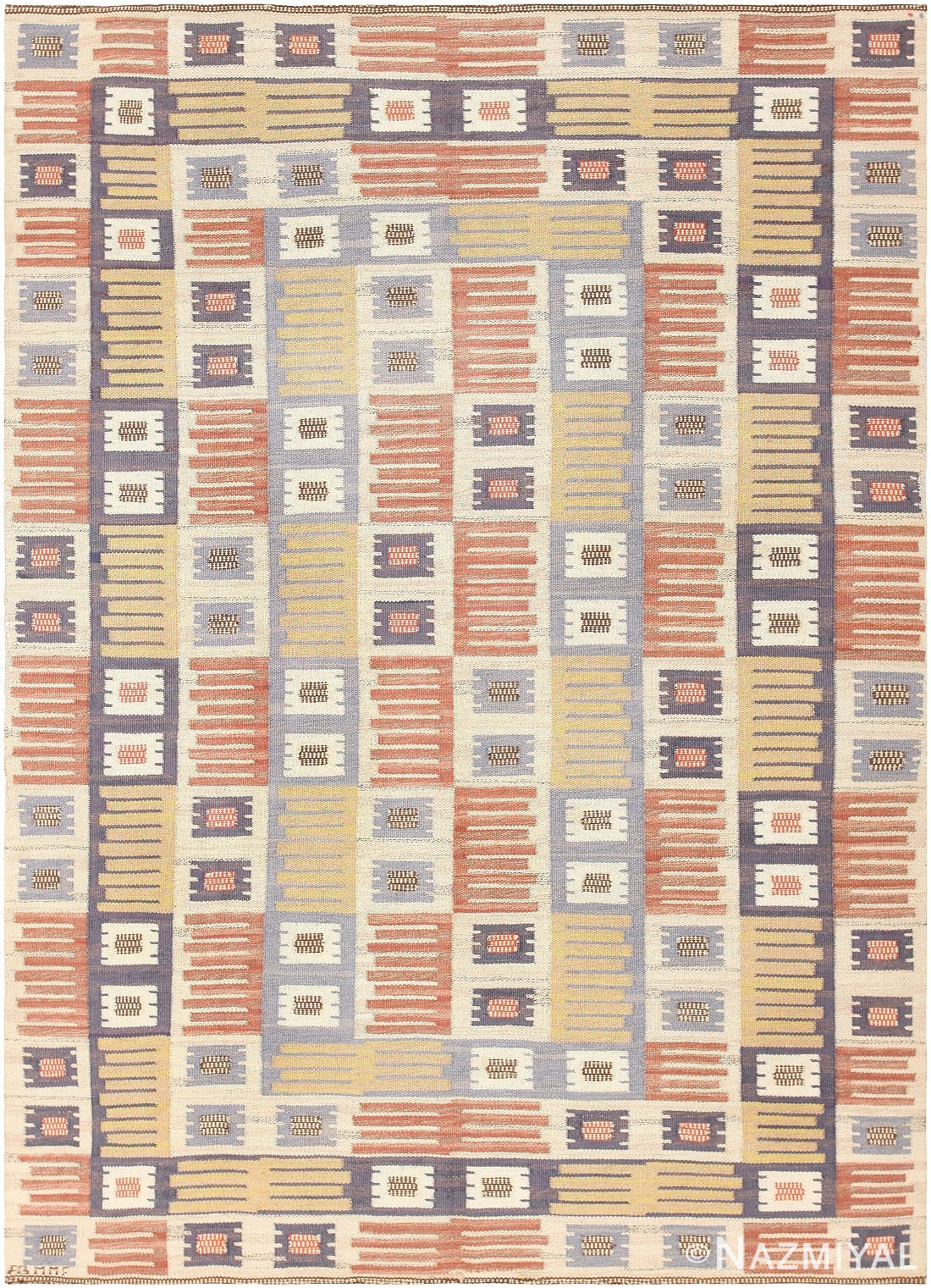Vintage Swedish Kilim by Marta Maas Fjetterstrom 46865 Nazmiyal