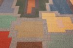 Vintage Scandinavian Swedish Runner Rug 47028 Yellow Cubes Nazmiyal