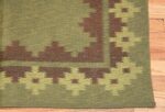 Vintage Scandinavian Swedish Rug 47005 Dark Green Corner Nazmiyal
