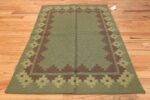 Vintage Scandinavian Swedish Rug 47005 Dark Green Side Nazmiyal