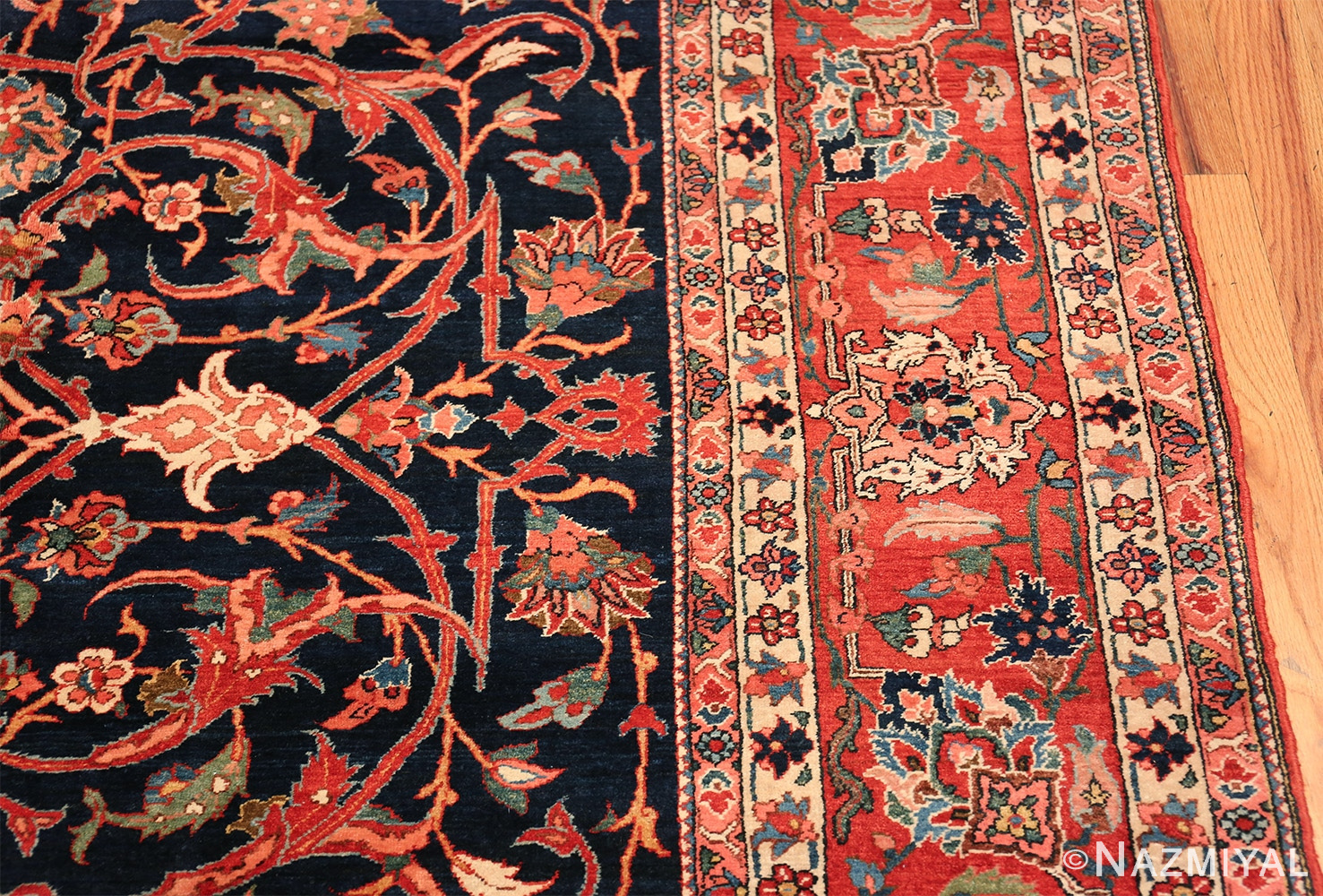 vintage navy color persian bidjar rug 46734 border Nazmiyal