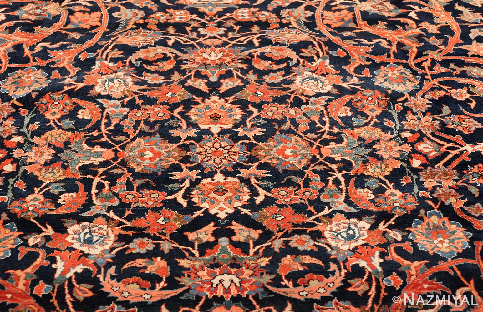 vintage navy color persian bidjar rug 46734 medallion Nazmiyal