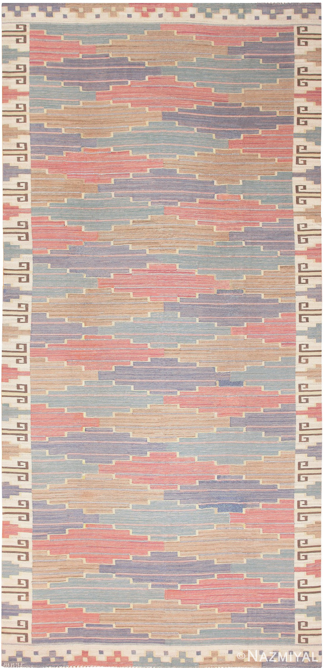 Vintage Swedish Kilim by Marta Maas Fjetterstrom MMF 46887 Nazmiyal