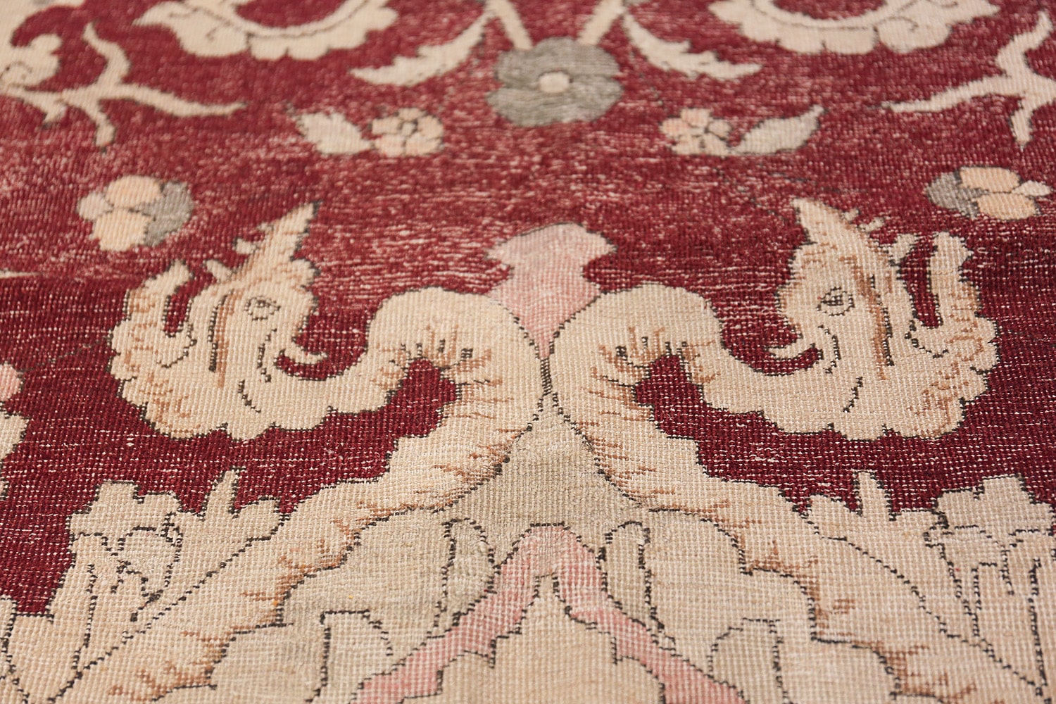 Antique Animal Hunting Scene Turkish Hereke Rug 45620 Nazmiyal