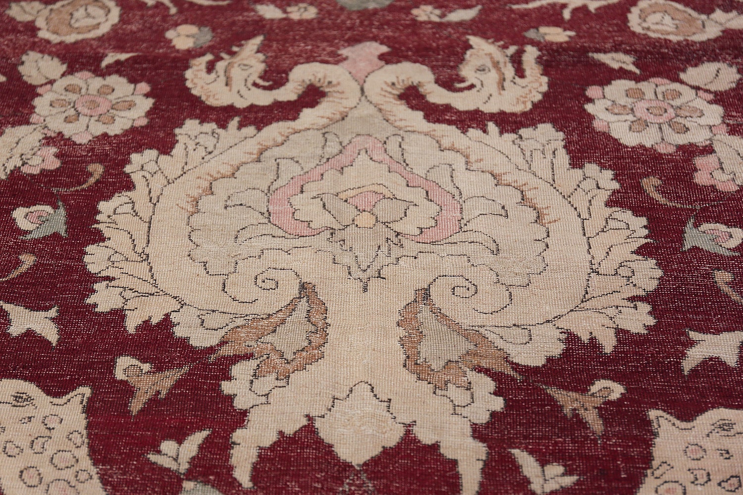 Antique Animal Hunting Scene Turkish Hereke Rug 45620 Nazmiyal