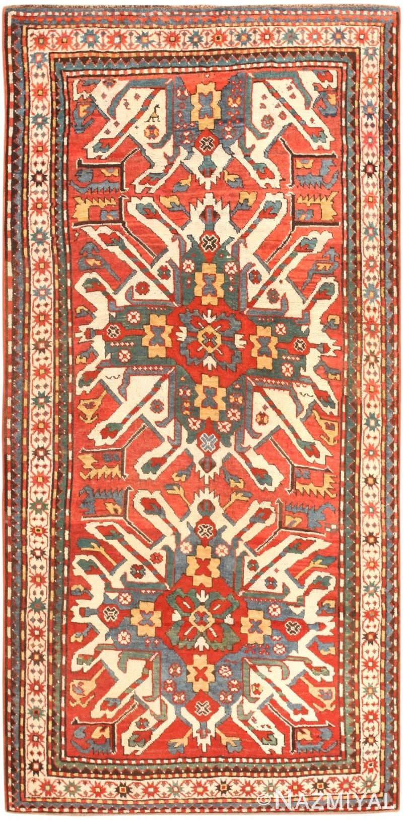 Antique Eagle Kazak Rug 47130 Detail/Large View