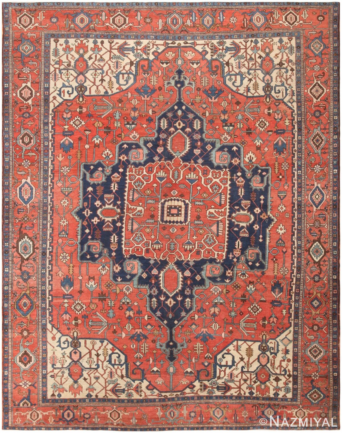 Antique Persian Serapi Rug 47076 Detail/Large View