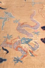 Pink dragon Oversized Grey Antique dragon Chinese rug 46621 by Nazmiyal