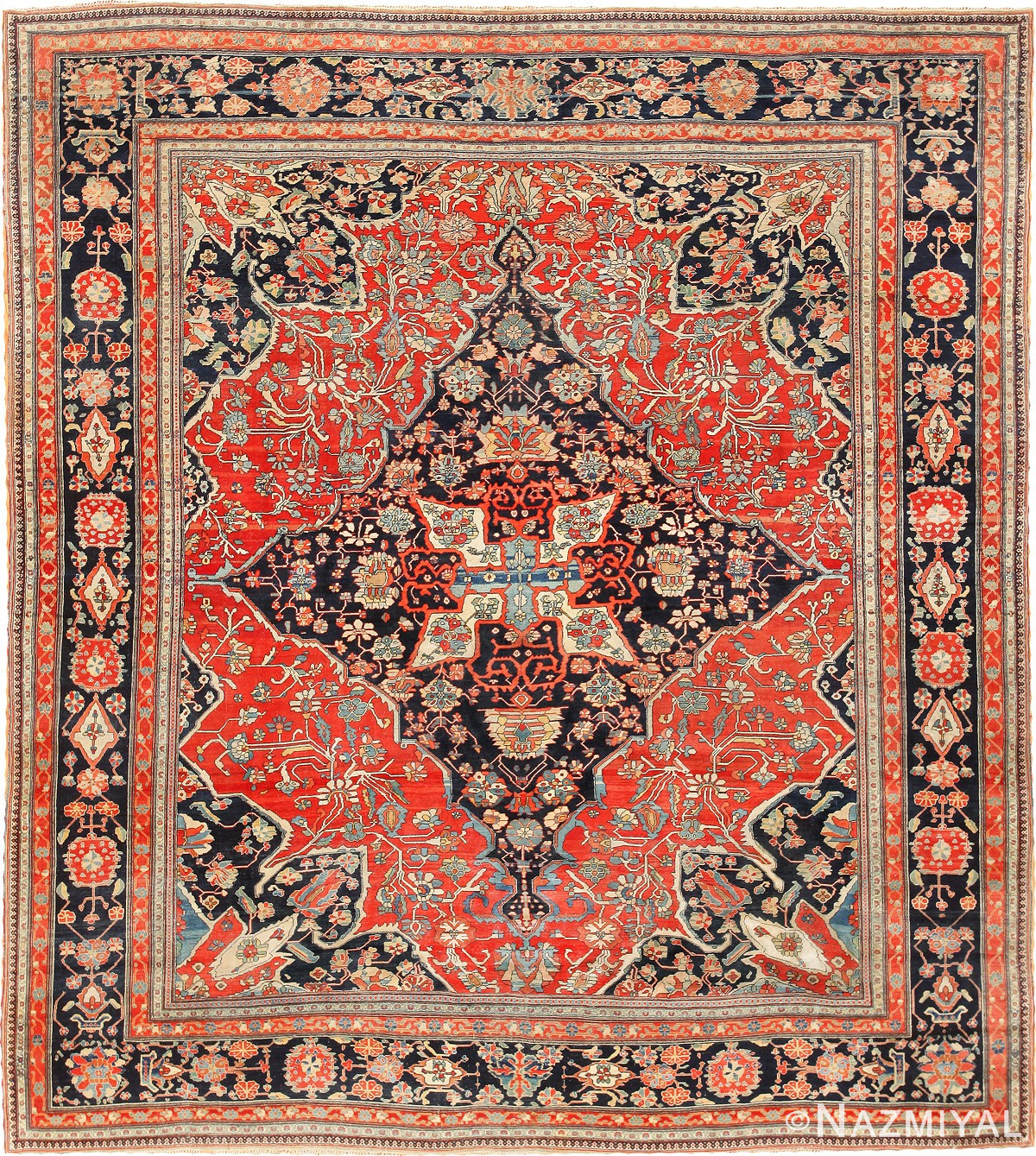 Antique Persian Mohtashem Kashan Carpet #47133 Detail/Large View