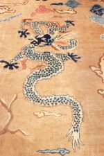 White dragon Oversized Grey Antique dragon Chinese rug 46621 by Nazmiyal