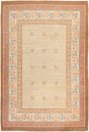 Soft Neutral Vintage Swedish Scandinavian Kilim Rug #47145 by Nazmiyal Antique Rugs