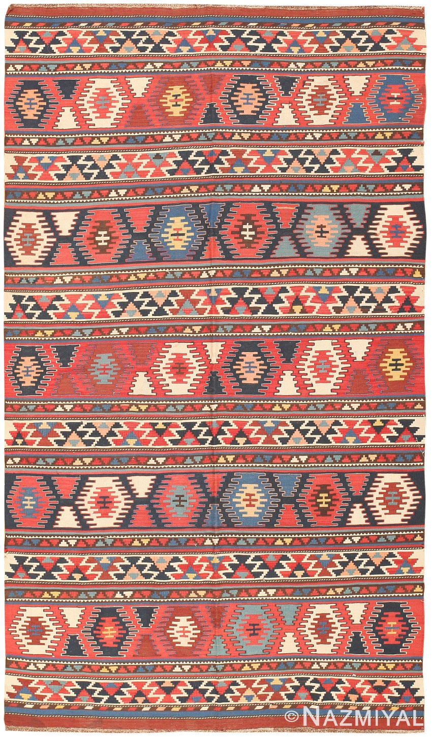 Antique Caucasian Kilim 47220 Nazmiyal Antique Rugs