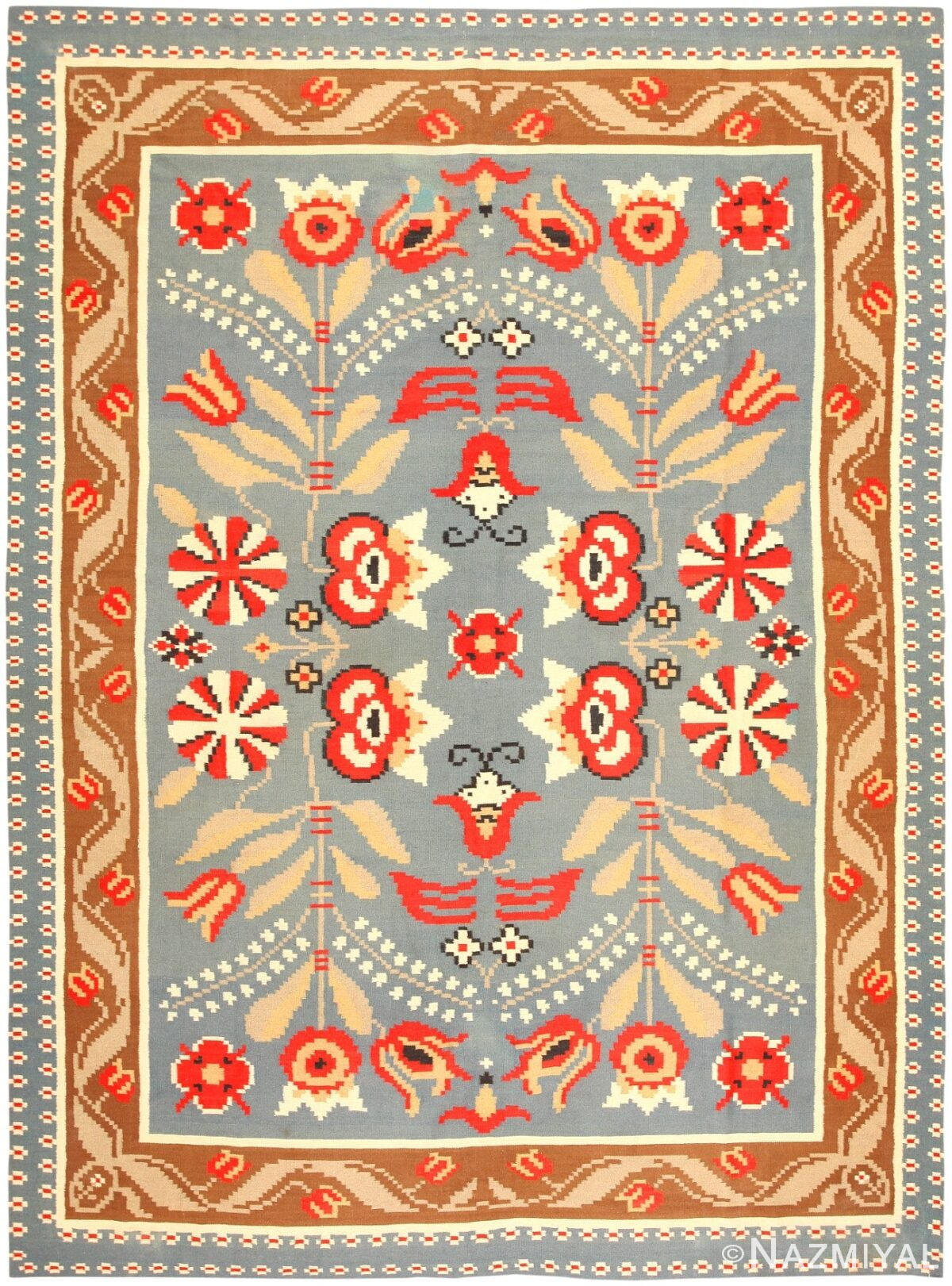Vintage Swedish Kilim 47153 Nazmiyal