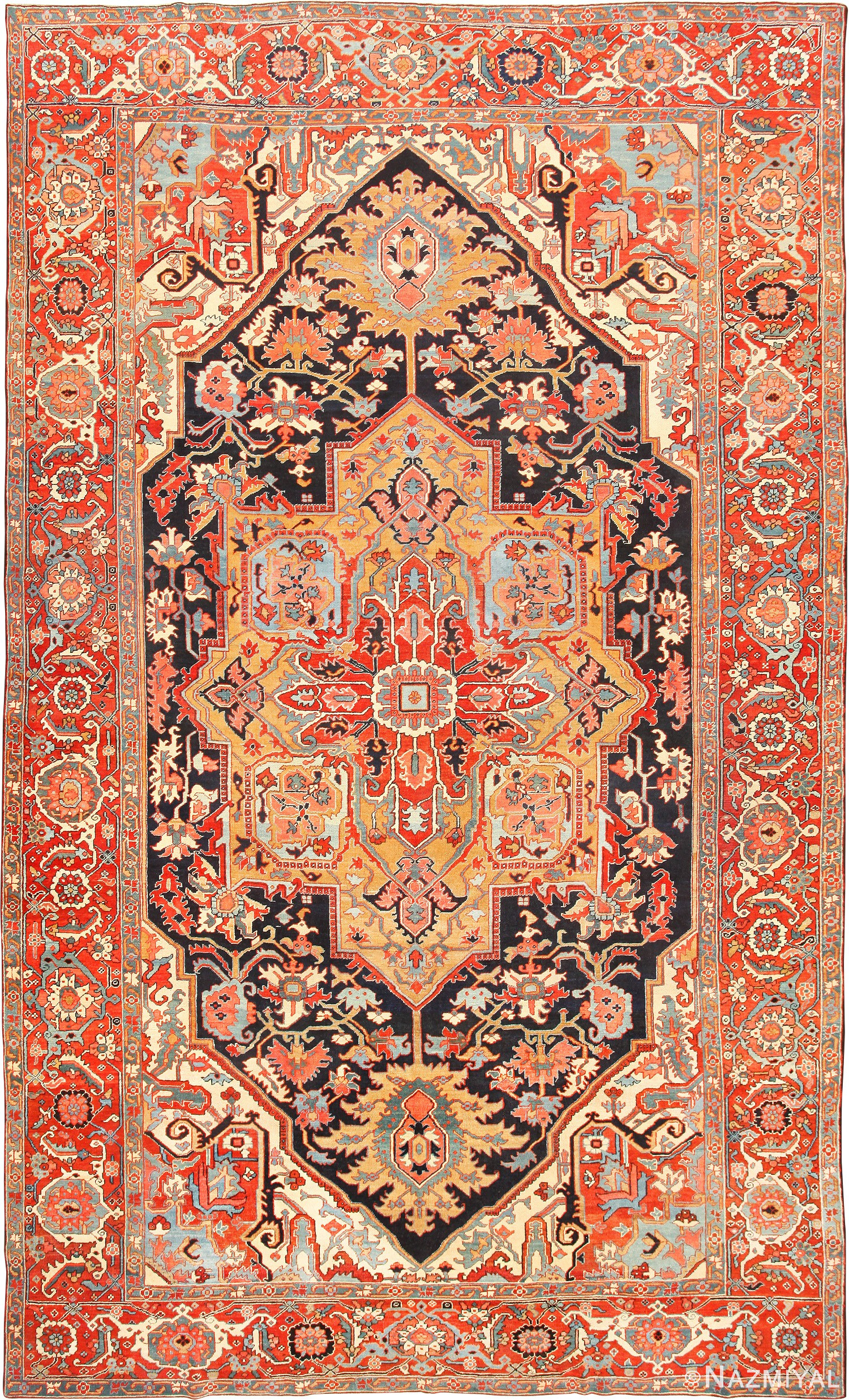 Antique Serapi Carpet 48873 by Nazmiyal Antique Rugs