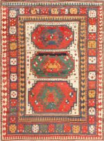 Antique Tribal Caucasian Kazak Rug 47371 Nazmiyal