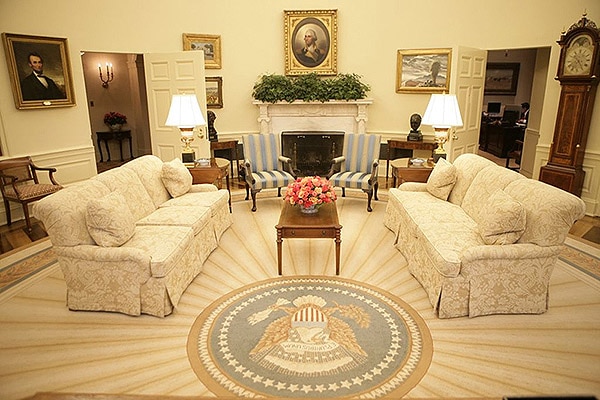President George W Bush Sunburst Oval Office Rug President George W Bush Sunburst Oval Office Rug Nazmiyal Antique Rugs