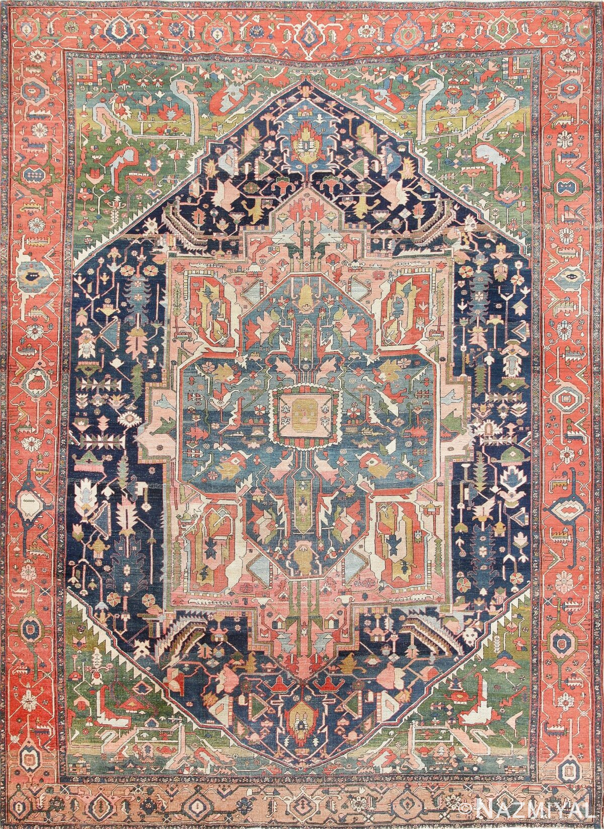 Antique Heriz Serapi Tribal Persian Rug 47446 Detail/Large View