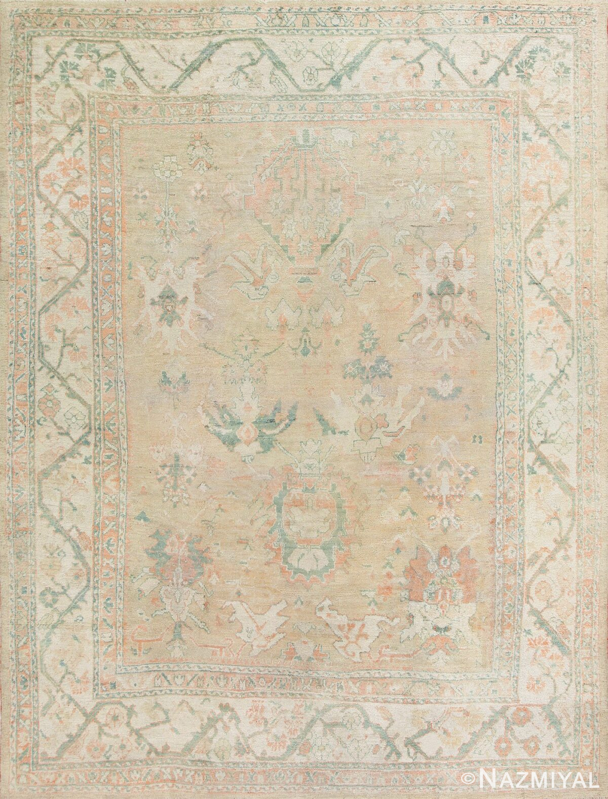 Antique Oushak Carpet from Turkey 47445 Nazmiyal Antique Rugs