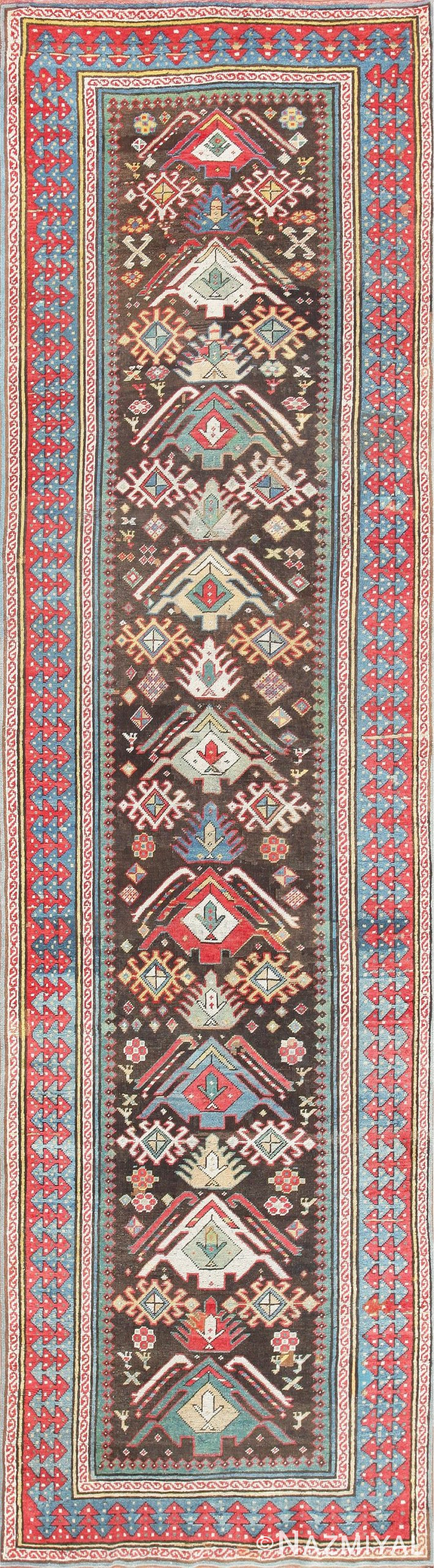 Antique Tribal Kazak Caucasian Rug 47424 by Nazmiyal Antique Rugs in NYC