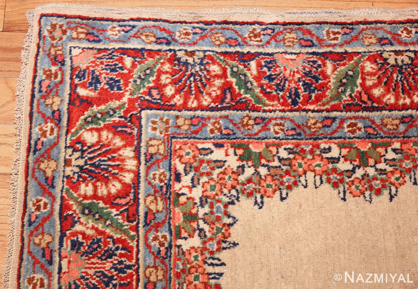 ivory gallery size vintage persian mahal carpet 47298 corner Nazmiyal