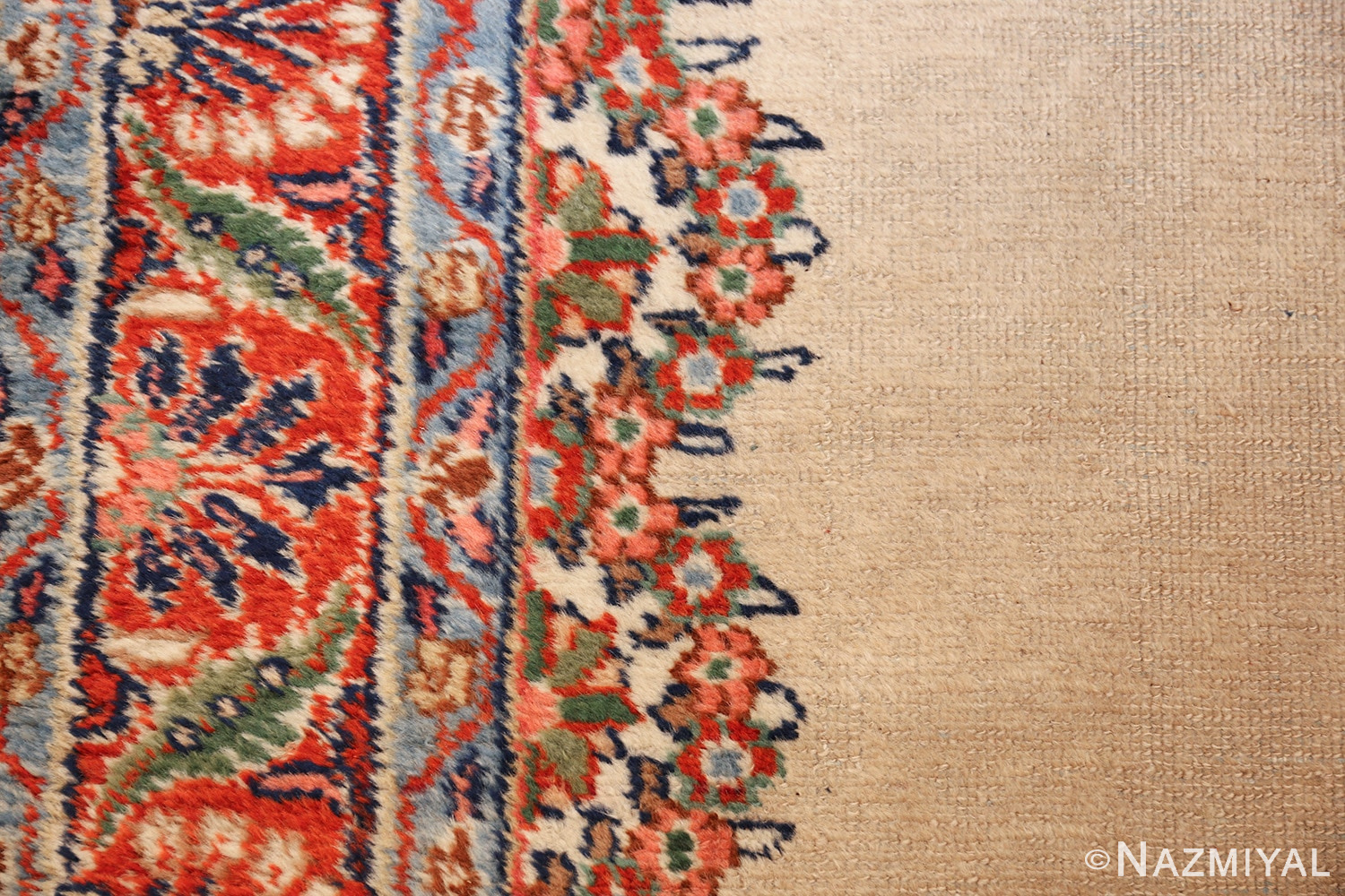 ivory gallery size vintage persian mahal carpet 47298 side Nazmiyal
