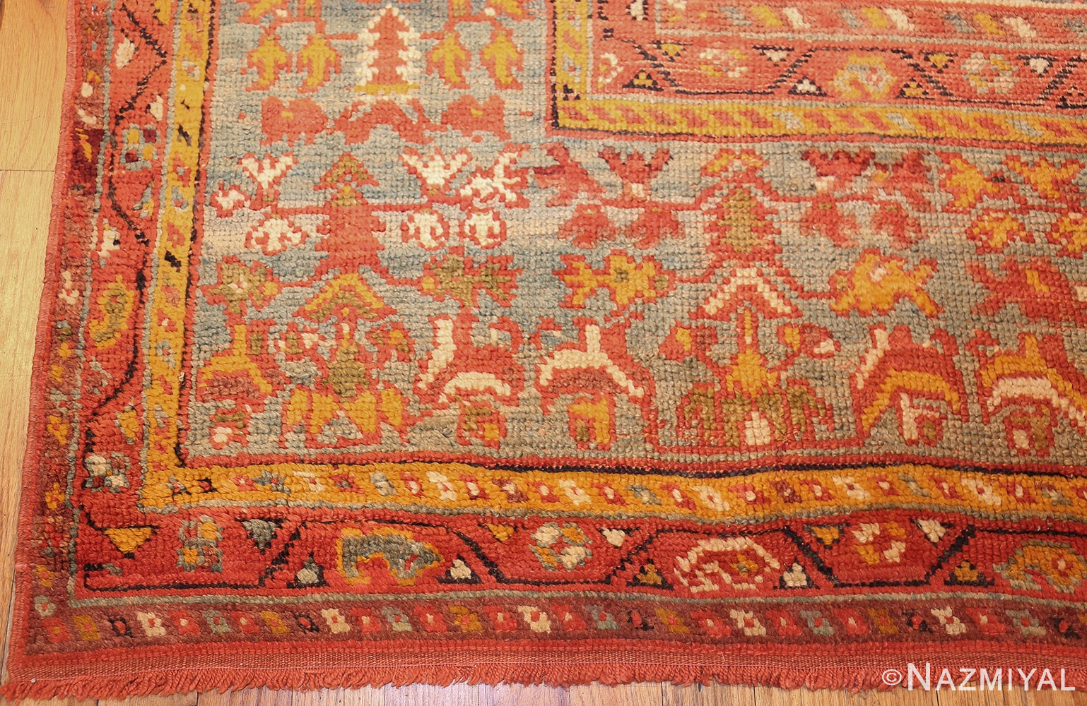 vintage turkish oushak carpet 47401 corner Nazmiyal
