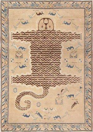 Antique Tiger Design Khotan Carpet 47184 Detail/Large View
