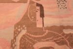 Close-up Vintage French Art deco carpet signed dm 47549 by Nazmiyal