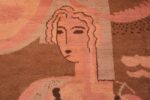 Close-up Vintage French Art deco carpet signed dm 47549 by Nazmiyal
