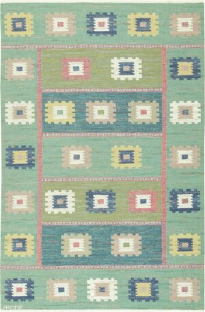 Vintage Green Scandinavian Carpet by Marta Maas 47515 Nazmiyal Rugs