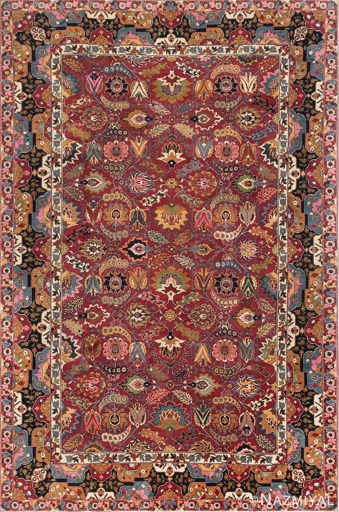 Antique Persian Tabriz Sickle Leaf Rug 47474 Detail/Large View