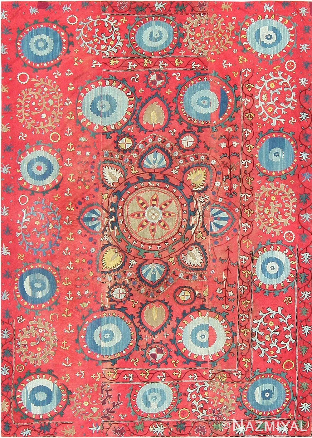 Antique Uzbek Suzani Embroidery Textile 47479 Detail/Large View