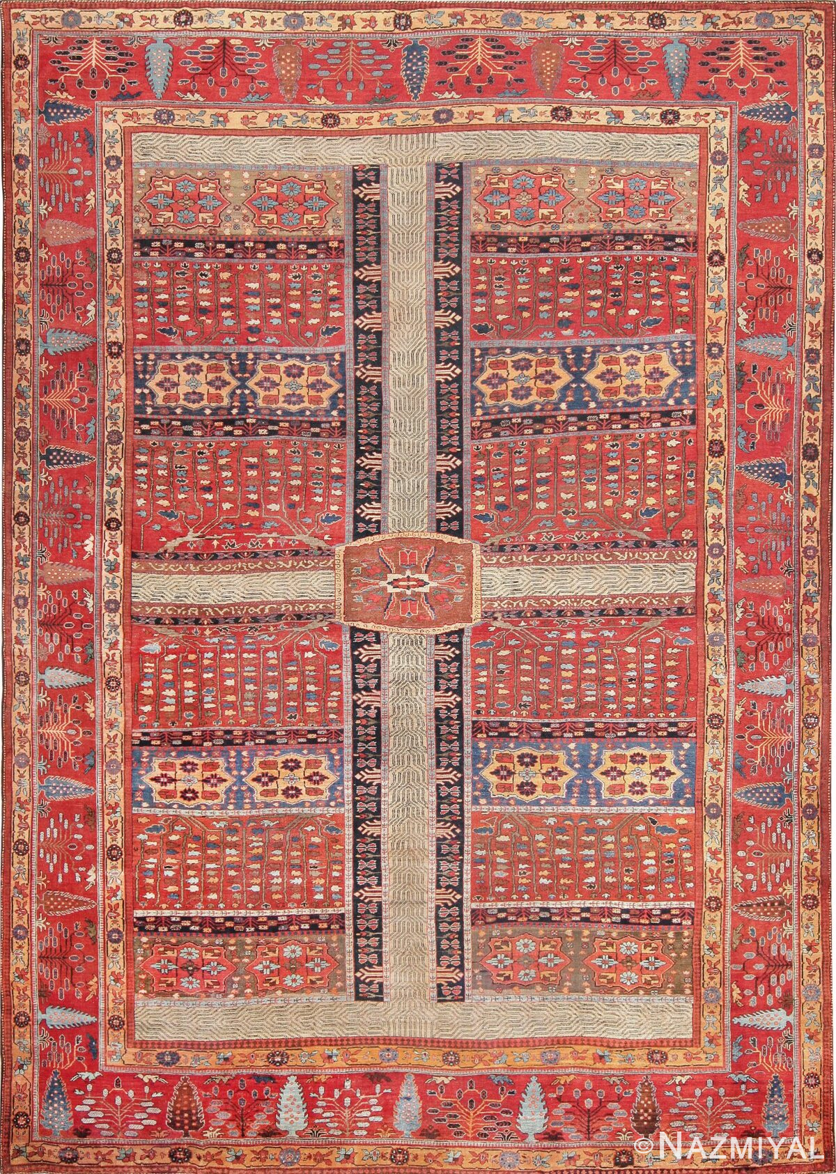 Large Antique Persian Bakshaish Garden Design Carpet 47269 Nazmiyal