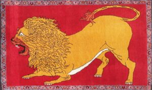 Vintage Gashgai Lion Rug #47556 by Nazmiyal Antique Rugs