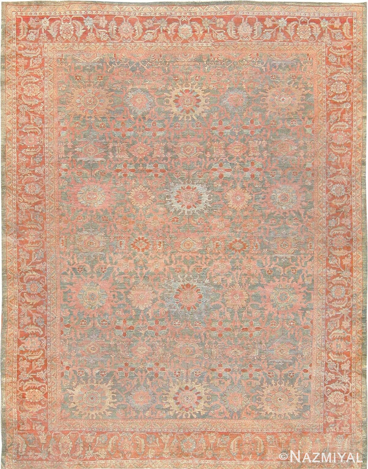 Antique Grey Blue Background Persian Sultanabad Rug 47563